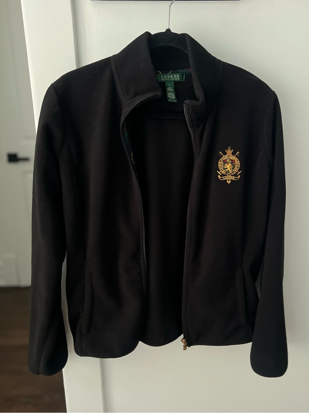 Vintage Ralph Lauren Black Zip-Front Crest Jacket